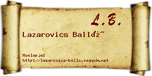 Lazarovics Balló névjegykártya